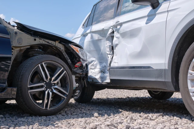Two cars damaged after a t-bone crash