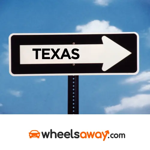 texas road sign with wheelsaway logo