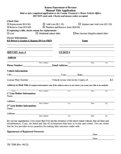 Kansas TR-720B form