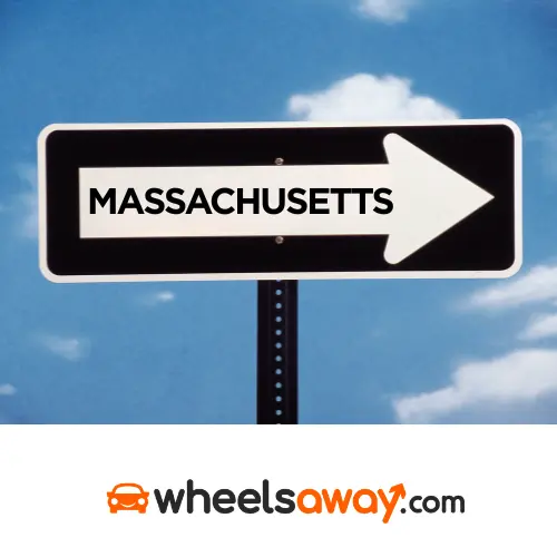 massachusetts road sign with wheelsaway logo