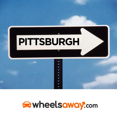 pittsburgh road sign with wheelsaway logo