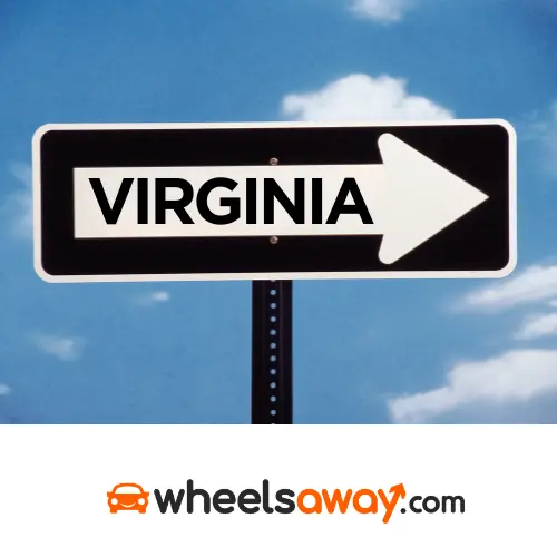 Virginia road sign with wheelsaway logo