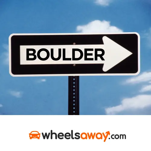 boulder road sign with wheelsaway logo