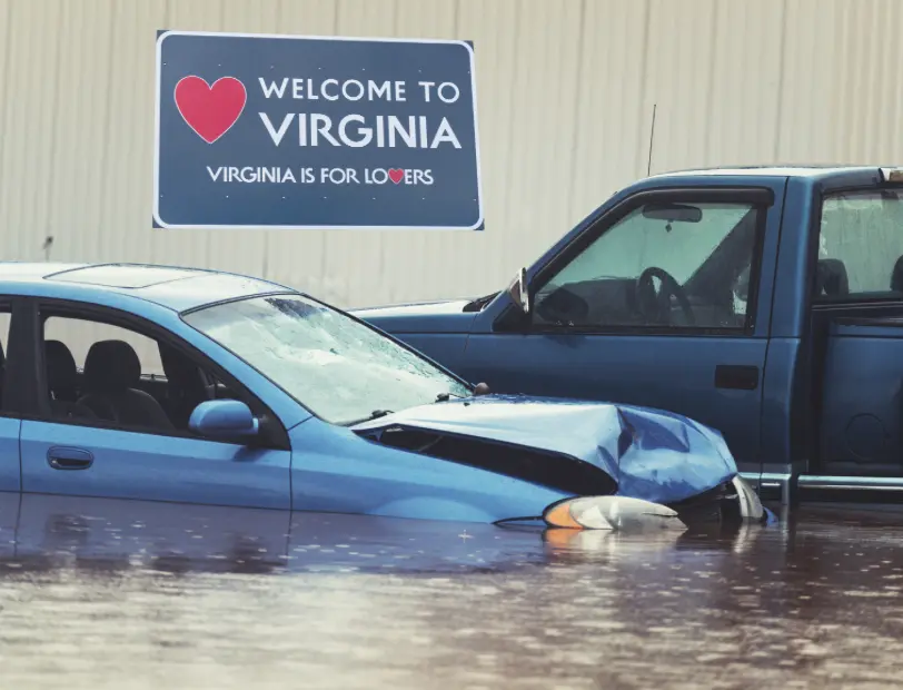 cars damaged by virginia flood water
