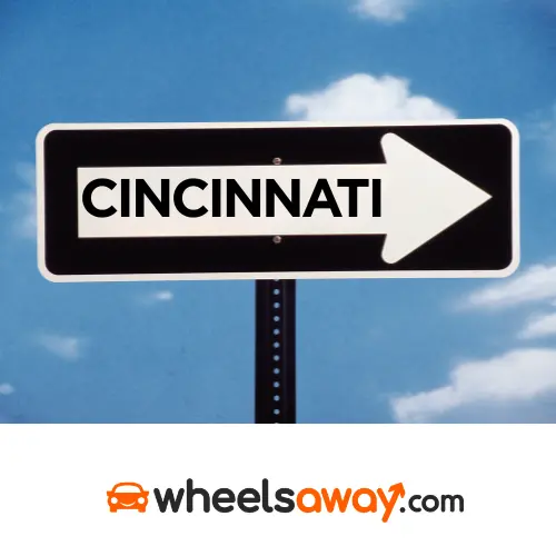 cincinnati road sign with wheelsaway logo 