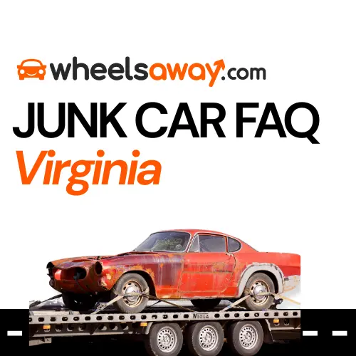 junk car faq in virginia graphic displaying junk car being towed away