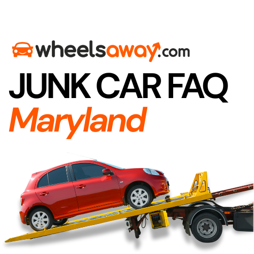 junk car faq graphic for maryland showing car being towed