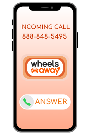 Cell phone receiving call from Wheelsaway number 888-848-5495