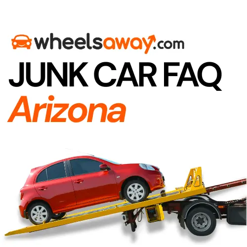 junk car faq graphic for arizona showing red car being towed