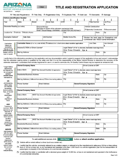 Arizona Title Application