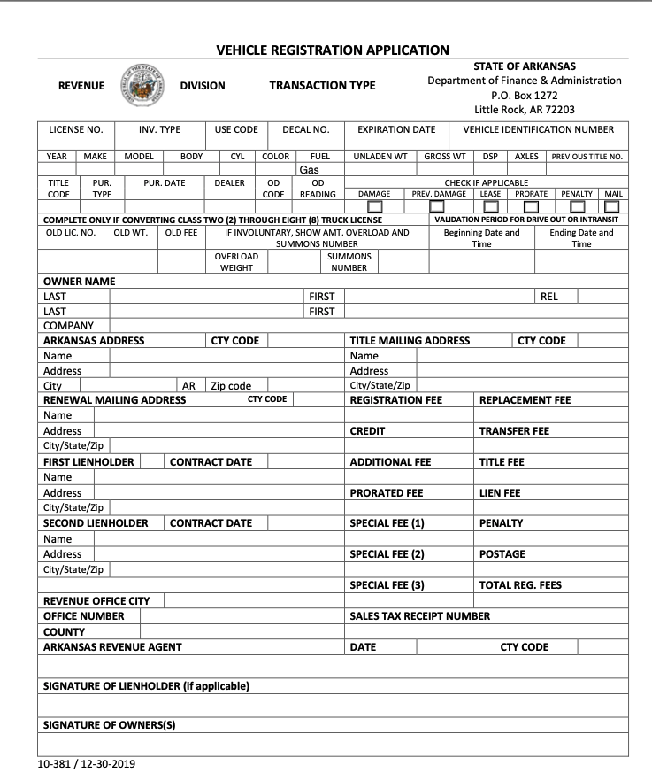 Form 10-381 replacement and duplicate title application