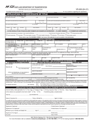 maryland transfer title form