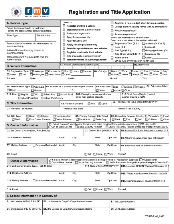 massachusetts new title and registration application form