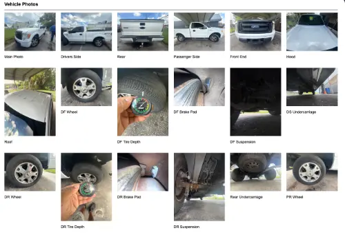 photos of a car included in a PPI report