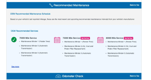 vehicle history report - example from autocheck by Experian