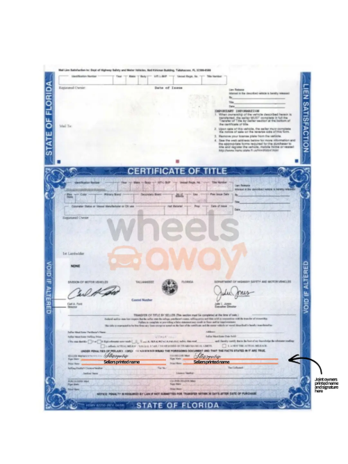 Florida front of title - joint owners signing instructions
