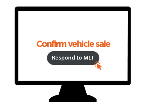 graphic confirming vehicle sale on computer
