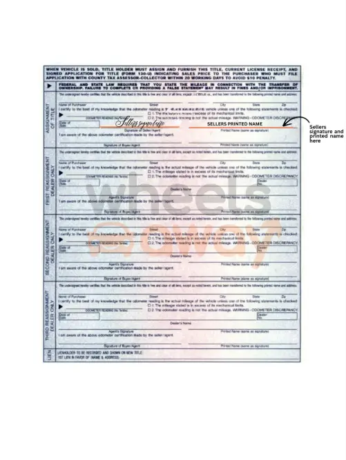 back of texas car title - signing instructions for single owners name and signature
