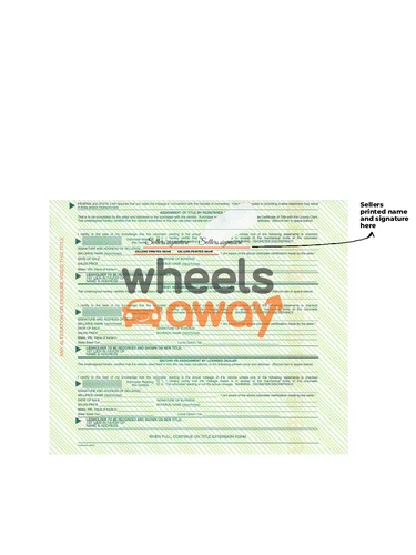 Tennessee vehicle title with sellers printed name and signatures